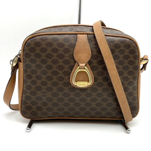 CELINE Macadam Shoulder Bag / Brown Leather Women's - Picture 1 of 10
